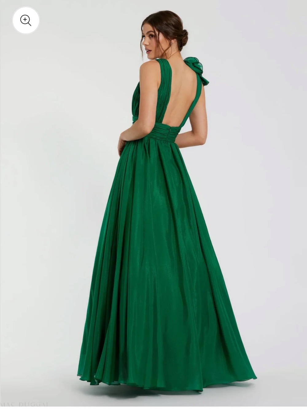 Xscape Emerald Green One-Shoulder Ruffle Evening Gown - Picture 5 of 6